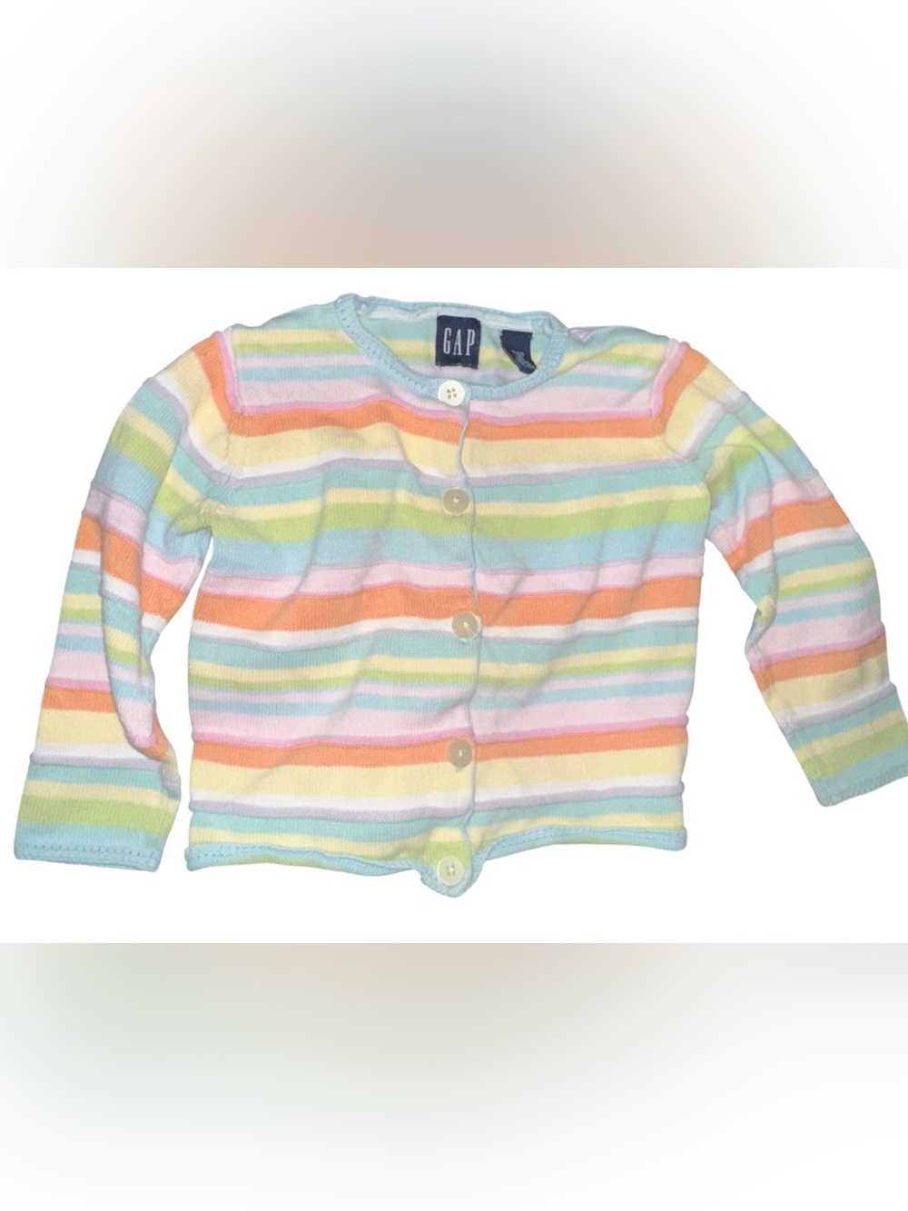 Vintage 4T GAP Y2K Sept 2001 Pastel Multi-Stripe Knit Cardigan for Kids